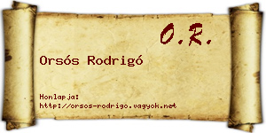 Orsós Rodrigó névjegykártya
